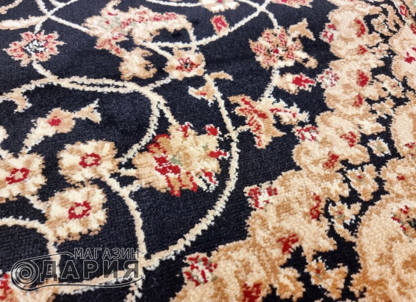 Тъкан персийски килим Blue stones 1656 black/cream